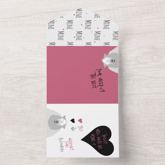 Zal jij van mij zijn? Schaapjesliefde + Valentijnk All In One Uitnodiging (Binnen)
