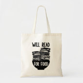 Zal lezen voor eten Grappige boekenwurm Bibliothee Tote Bag (Voorkant)