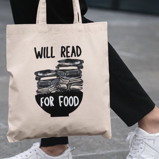 Zal lezen voor eten Grappige boekenwurm Bibliothee Tote Bag