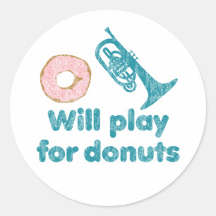 Zal Mellophone spelen voor donuts Ronde Sticker