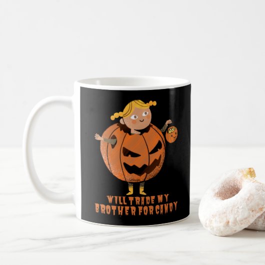 ZAL MIJN BROER HANDELEN VOOR SNOEP grappig hallowe Koffiemok (Met donut)