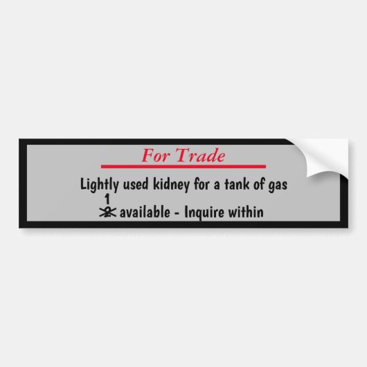 Zal nier verhandelen voor een gastank bumpersticker (Voorkant)