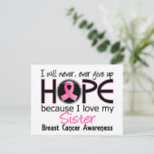 Zal nooit opgeven hoop zuster borstkanker briefkaart (Staand voorkant)