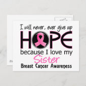Zal nooit opgeven hoop zuster borstkanker briefkaart (Voorkant / Achterkant)