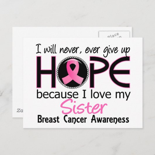 Zal nooit opgeven hoop zuster borstkanker briefkaart (Voorkant / Achterkant)