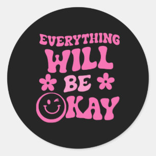 Zal ok retro groovy mentale gezondheid bewustzijn  ronde sticker