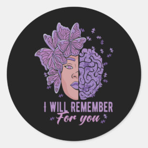 Zal onthouden voor u Alzheimerheimer Awareness doo Ronde Sticker