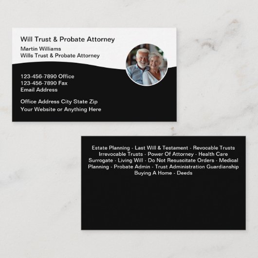 Zal Probate Attorney Visitekaartjes vertrouwen (Voorkant / Achterkant)