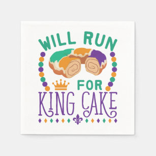 Zal rennen voor koning Cake Funny Mardi Gras die a Servet