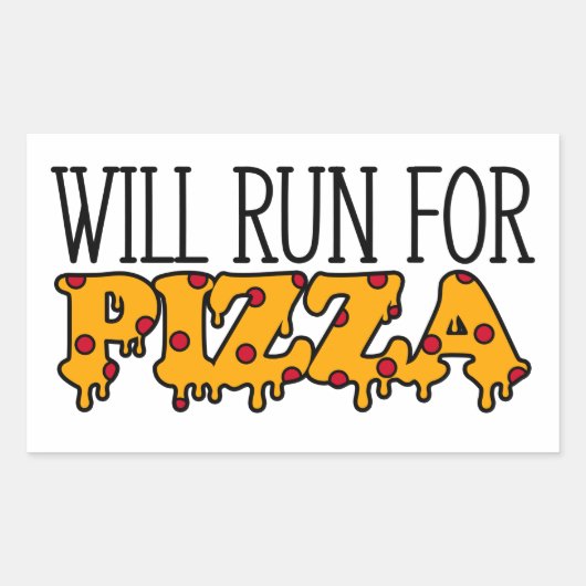 Zal rennen voor pizza rechthoekige sticker (Voorkant)