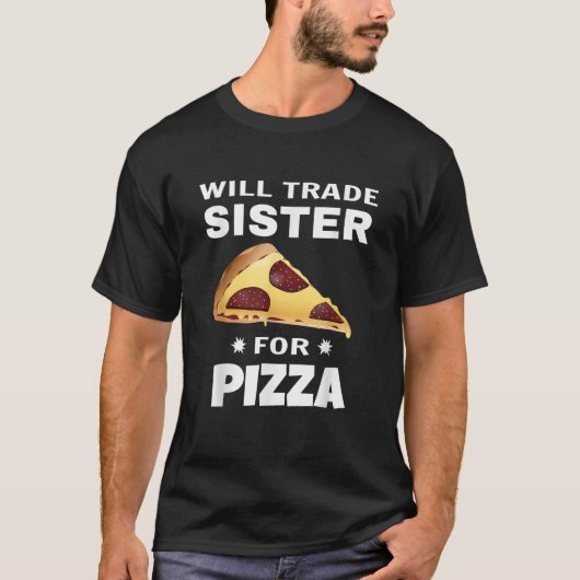 Zal ruilen zus voor pizza grappig bijpassende Kind T-shirt (Voorkant)