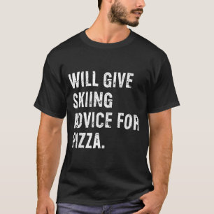 Zal ski advies geven voor pizza grappige ski coach t-shirt