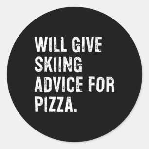 Zal skiadvies geven voor pizza Grappige ski-coach  Ronde Sticker