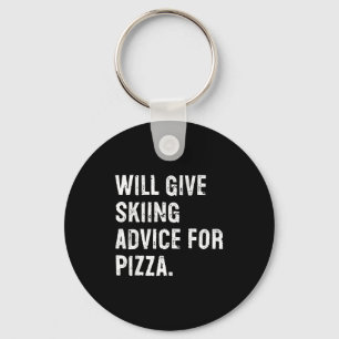 Zal skiadvies geven voor pizza grappige ski coach sleutelhanger