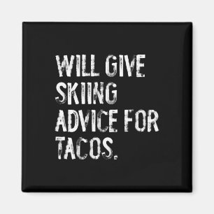 Zal skiadvies geven voor taco's grappige ski-coach magneet