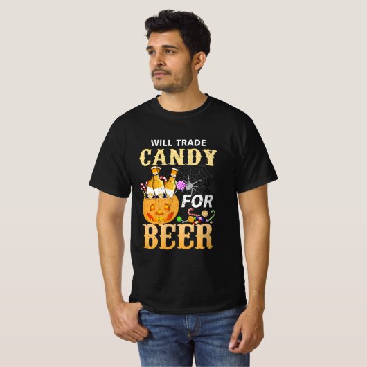 Zal Snoep ruilen voor Beer College Halloween Costu T-shirt (Voorkant volledig)