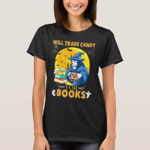 Zal Snoep ruilen voor boeken Husky Dog Witch Halow T-shirt
