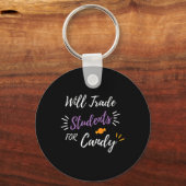 Zal studenten voor Snoep kopen Funny Halloween Tea Sleutelhanger (Voorkant)