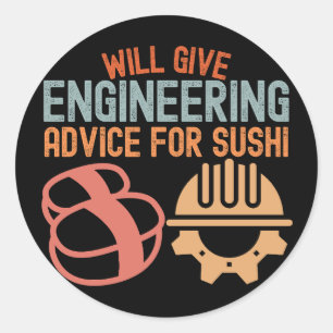 Zal technische adviezen geven voor sushi ronde sticker