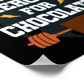 Zal trainen voor chocolade grappige gym training poster (Hoek)