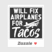 zal vliegtuigen voor taco's repareren sticker (Vel)