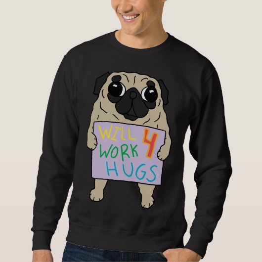 Zal werken 4 knuffels Pug Classic T-shirt 794 (Voorkant)