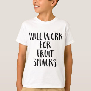 zal werken aan fruitsnacks, grappige Kinderen teru T-shirt