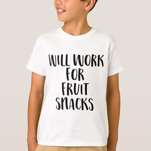 zal werken aan fruitsnacks, grappige Kinderen teru T-shirt (Voorkant)