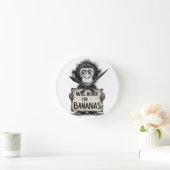 Zal Werken voor Bananen - Humoristische Apen Schet Ronde Klok (Huis)
