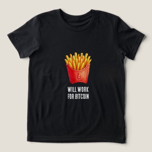 Zal Werken Voor Bitcoin (Zwart) Tri-Blend Shirt (Design voorkant)