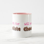 Zal werken voor chocolade grappige humor tweekleurige koffiemok (Center)