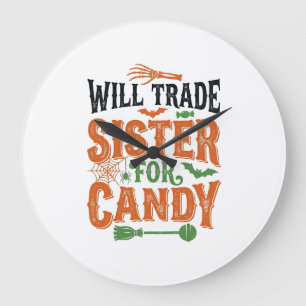 Zal Zus Ruilen Voor Snoep Halloween T-Shirt Ontwer Grote Klok