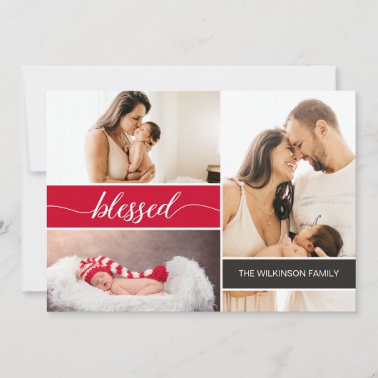 Zalig Baby's Eerste Kerstmis Familie Foto's Feestdagenkaart (Voorkant)