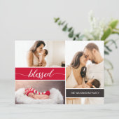 Zalig Baby's Eerste Kerstmis Familie Foto's Feestdagenkaart (Staand voorkant)