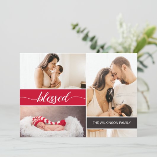 Zalig Baby's Eerste Kerstmis Familie Foto's Feestdagenkaart (Staand voorkant)