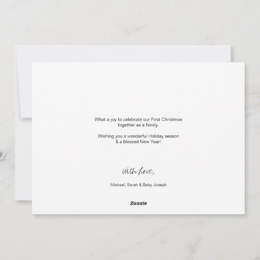 Zalig Baby's Eerste Kerstmis Familie Foto's Feestdagenkaart (Achterkant)