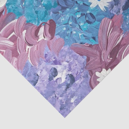 Zalig Blauw Bloemen Weefsel Papier (Detail)