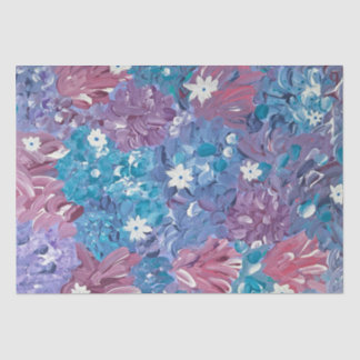 Zalig Blauw Bloemen Weefsel Papier