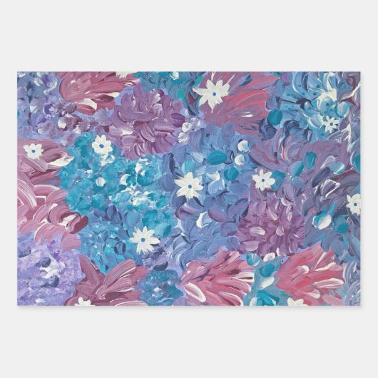 Zalig Blauw Bloemen Wrapping Papier Inpakpapier Vel (Voorkant 3)