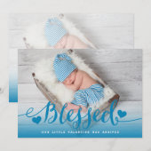 zalig | Blue Valentijn geboorteaankondiging Feestdagenkaart (Voorkant / Achterkant)