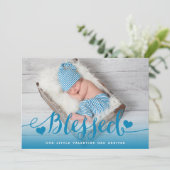 zalig | Blue Valentijn geboorteaankondiging Feestdagenkaart (Staand voorkant)