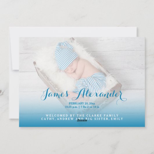 zalig | Blue Valentijn geboorteaankondiging Feestdagenkaart (Achterkant)