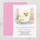 Zalig eendje Wildbloemen Meisje Baby shower Kaart (Voorkant / Achterkant)