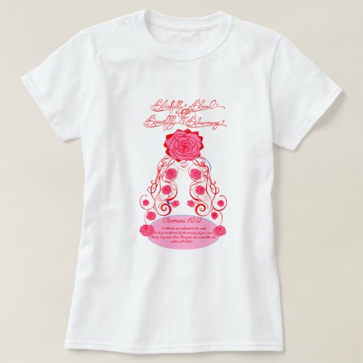 Zalig en bloeiend - blozend Roos T-shirt (Design voorkant)