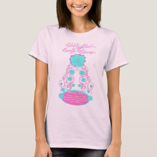 Zalig en bloeiend - blozend Roos T-shirt (Voorkant)