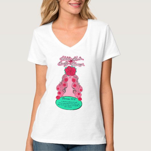 Zalig en bloeiend - blozend Roos T-shirt (Voorkant)