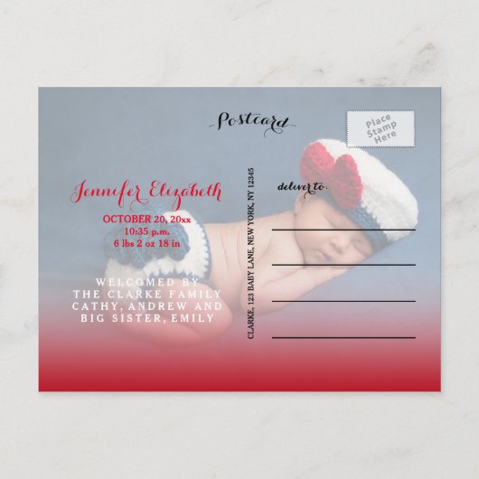 zalig | Foto Baby Geboorteaankondiging Aankondigingskaart (Achterkant)