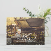 Zalig | Glitz faux glitter foto overlay Feestdagenkaart (Staand voorkant)