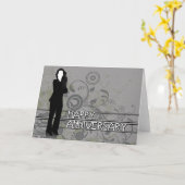 zalig jubileum: zakelijk silhouet: kaart (Gele Bloem)