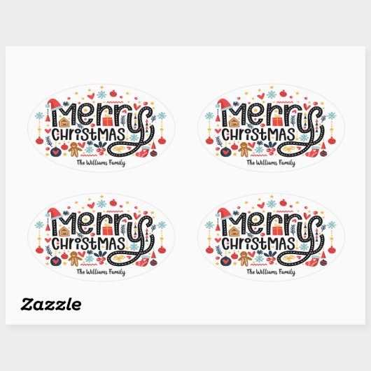 Zalig kerstfeest ovale sticker (Vel)